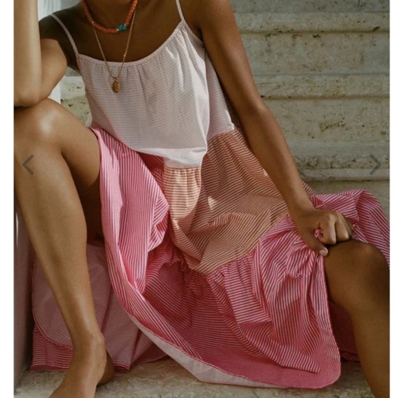 SOLID & STRIPED Addison pinstripe sun dress Easter M - Picture 1 of 4